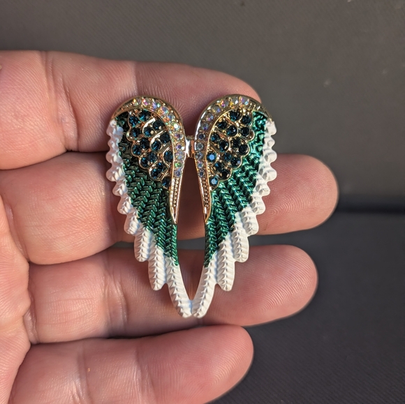 Combo Case & Sparkling Angel Wing Brooch Pin - Picture 1 of 7